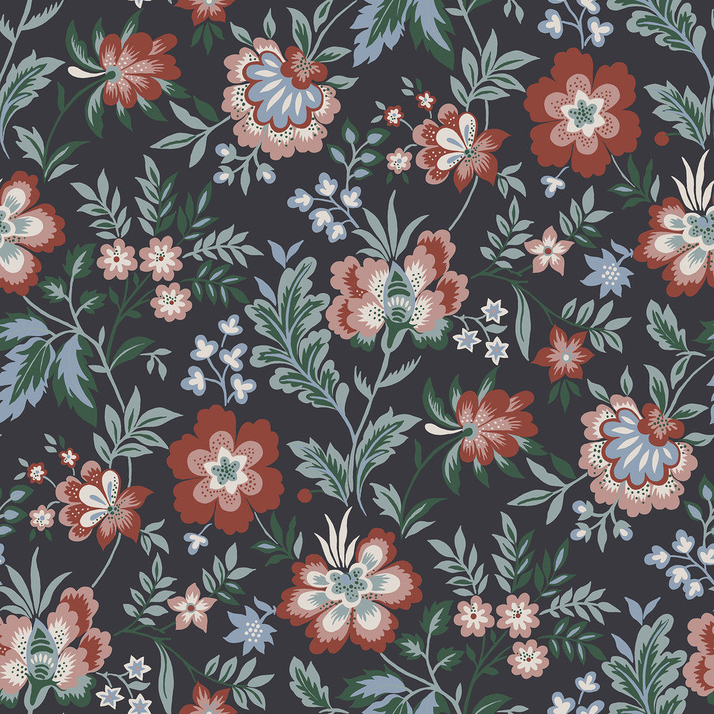 Athena Multicolor Floral Wallpaper by A-Street Prints Spring Covers about 56.4 square feet 20.5-in by 33-ft long roll Unpasted 20.9 - Fabric Carolina -