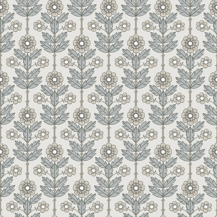 Aya White Floral Wallpaper by A-Street Prints Spring Covers about 56.4 square feet 20.5-in by 33-ft long roll Unpasted 6.9 - Fabric Carolina -