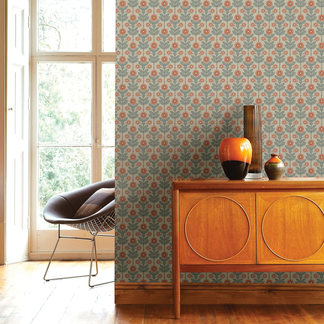 Aya Beige Floral Wallpaper by A-Street Prints Designer