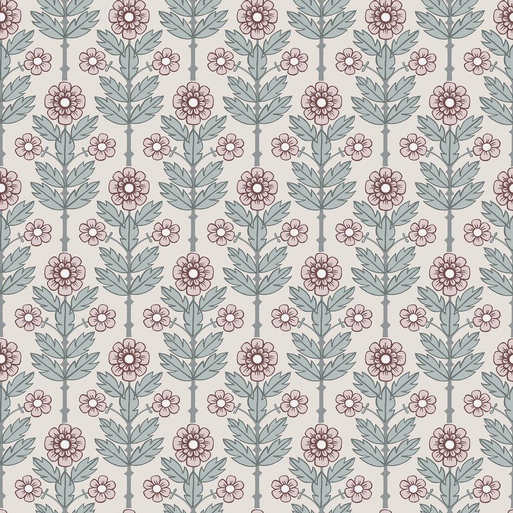 Aya Eggshell Floral Wallpaper by A-Street Prints Spring Covers about 56.4 square feet 20.5-in by 33-ft long roll Unpasted 6.9 - Fabric Carolina -