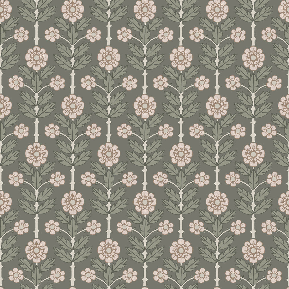 Aya Grey Floral Wallpaper by A-Street Prints Spring Covers about 56.4 square feet 20.5-in by 33-ft long roll Unpasted 6.9 - Fabric Carolina -