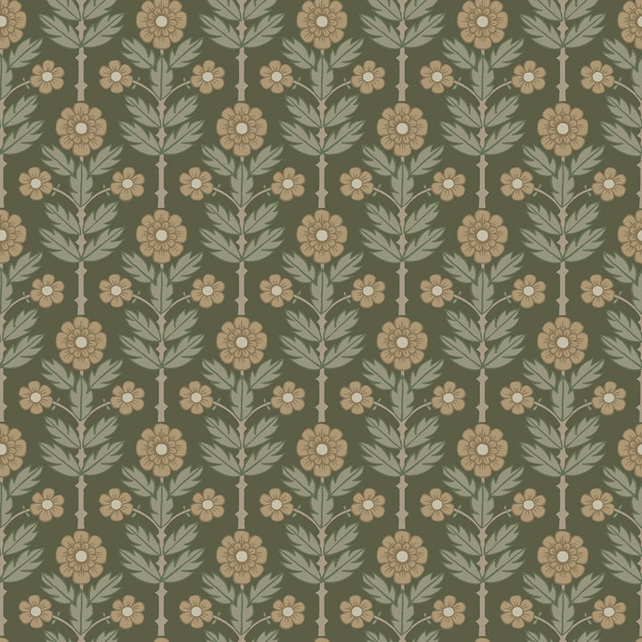 Aya Green Floral Wallpaper by A-Street Prints Spring Covers about 56.4 square feet 20.5-in by 33-ft long roll Unpasted 6.9 - Fabric Carolina -
