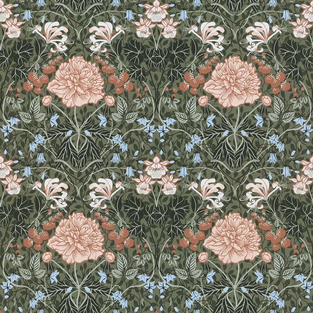 Celestine Green Floral Wallpaper by A-Street Prints Spring Covers about 56.4 square feet 20.5-in by 33-ft long roll Unpasted 10.4 - Fabric Carolina -