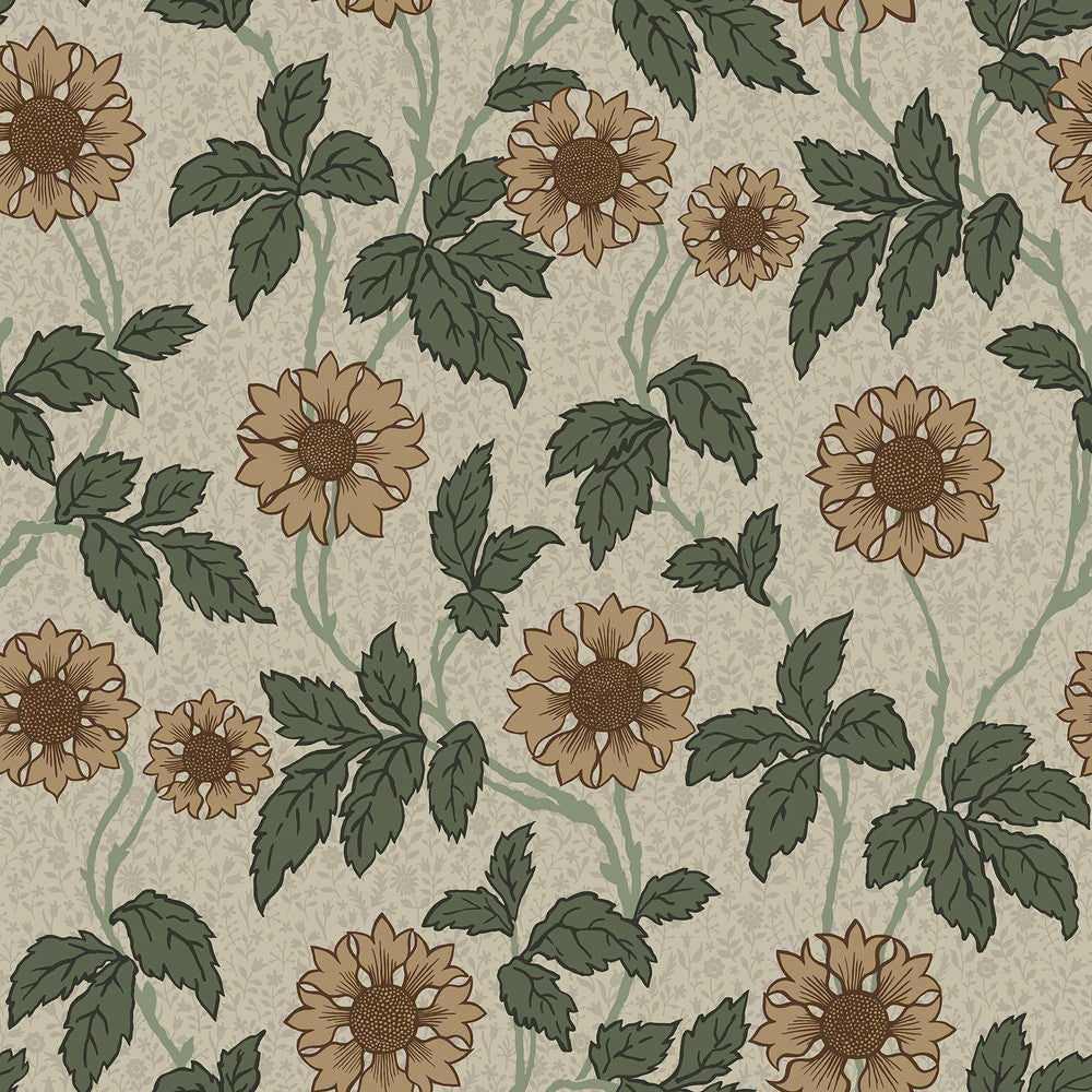 Leilani Beige Floral Wallpaper by A-Street Prints Spring Covers about 56.4 square feet 20.5-in by 33-ft long roll Unpasted 20.9 - Fabric Carolina -