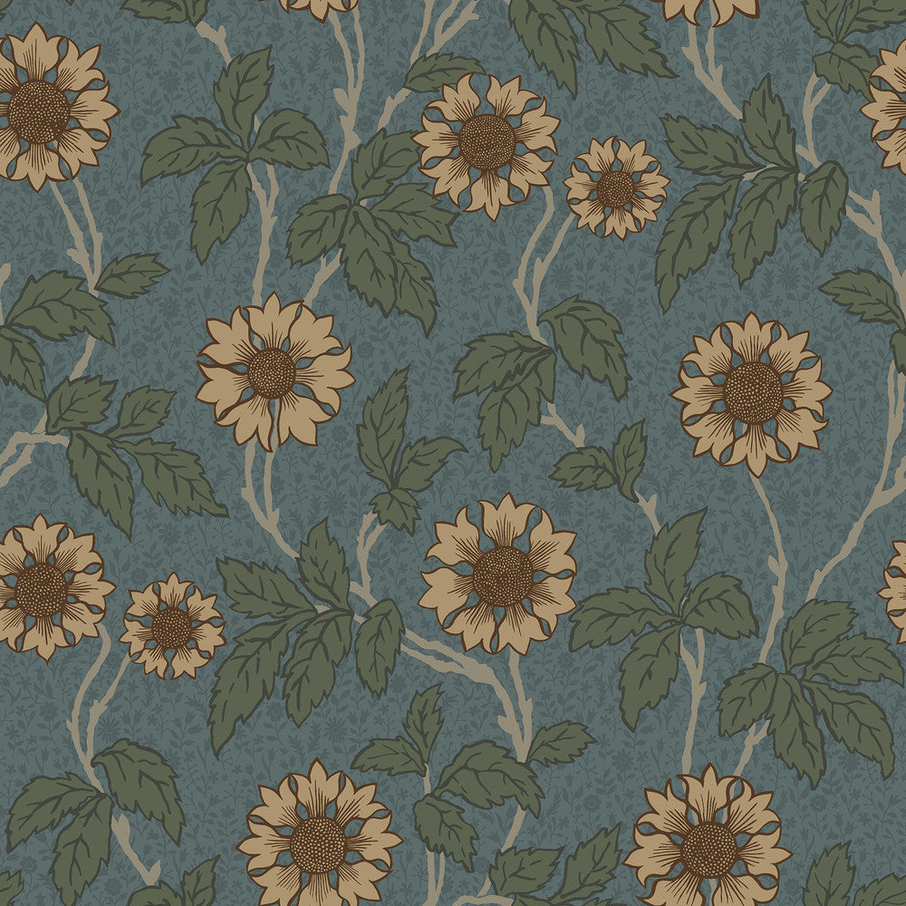 Leilani Blue Floral Wallpaper by A-Street Prints Spring Covers about 56.4 square feet 20.5-in by 33-ft long roll Unpasted 20.9 - Fabric Carolina -