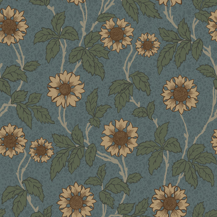 Leilani Blue Floral Wallpaper by A-Street Prints Spring Covers about 56.4 square feet 20.5-in by 33-ft long roll Unpasted 20.9 - Fabric Carolina -