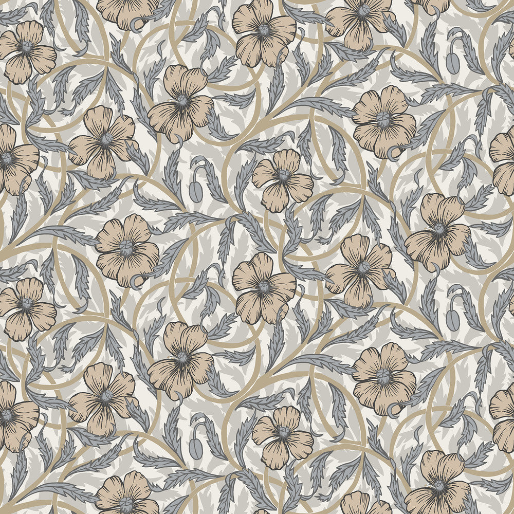 Imogen Neutral Floral Wallpaper by A-Street Prints Spring Covers about 56.4 square feet 20.5-in by 33-ft long roll Unpasted 10.4 - Fabric Carolina -