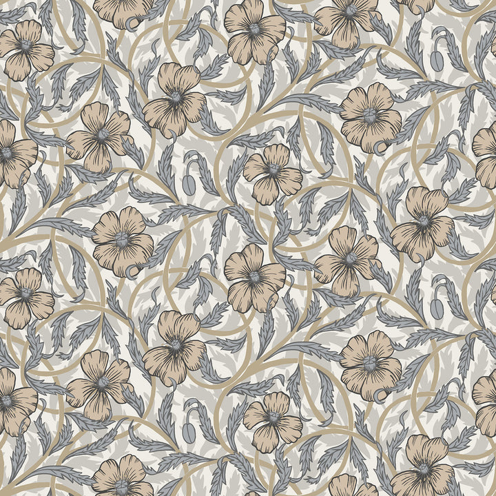 Imogen Neutral Floral Wallpaper by A-Street Prints Spring Covers about 56.4 square feet 20.5-in by 33-ft long roll Unpasted 10.4 - Fabric Carolina -