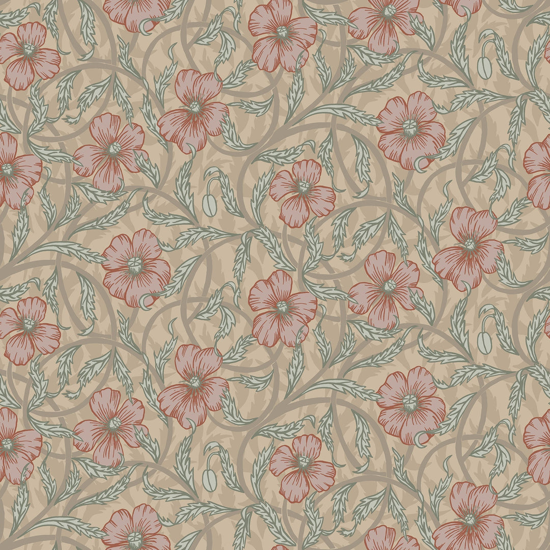 Imogen Light Brown Floral Wallpaper by A-Street Prints Designer