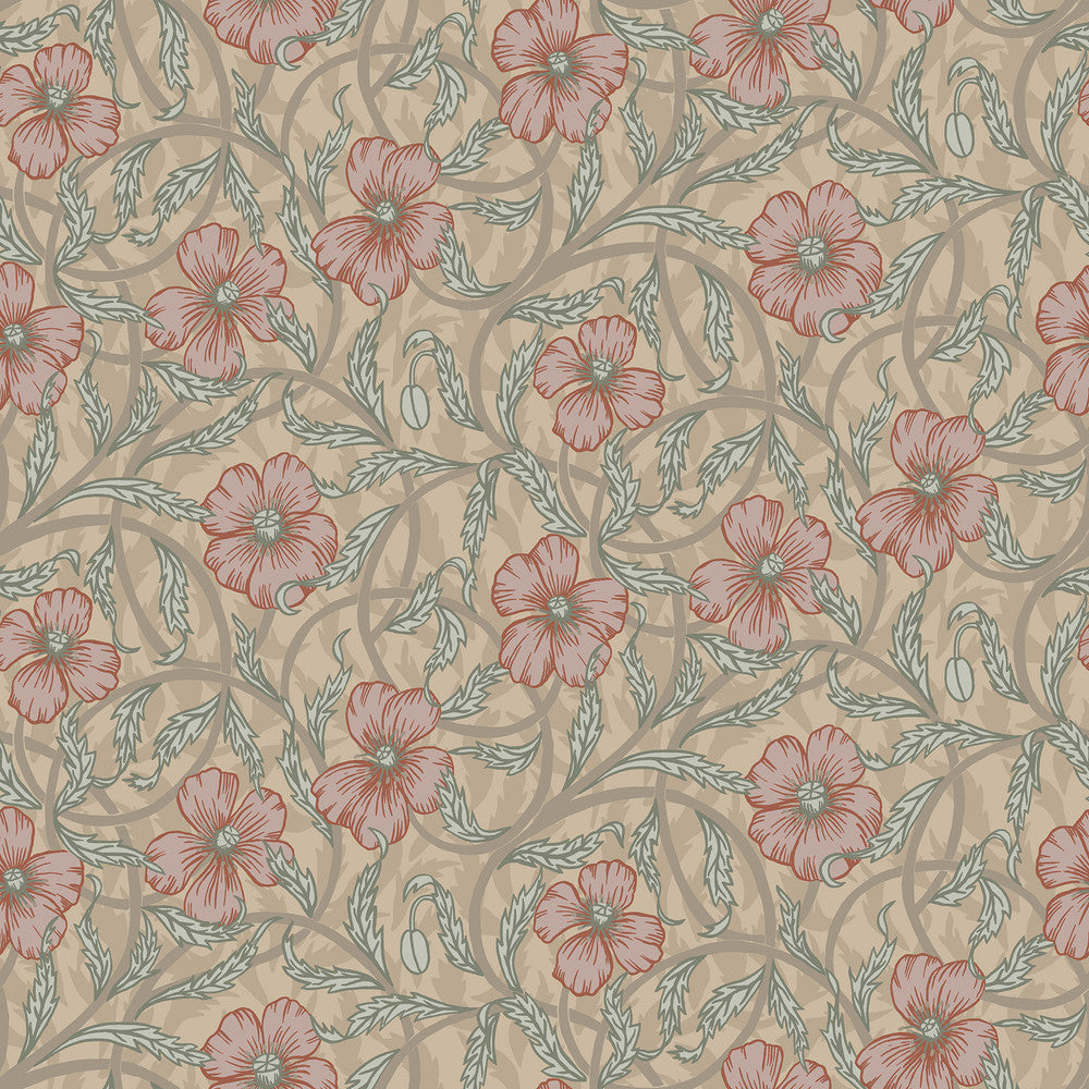 Imogen Light Brown Floral Wallpaper by A-Street Prints Spring Covers about 56.4 square feet 20.5-in by 33-ft long roll Unpasted 10.4 - Fabric Carolina -