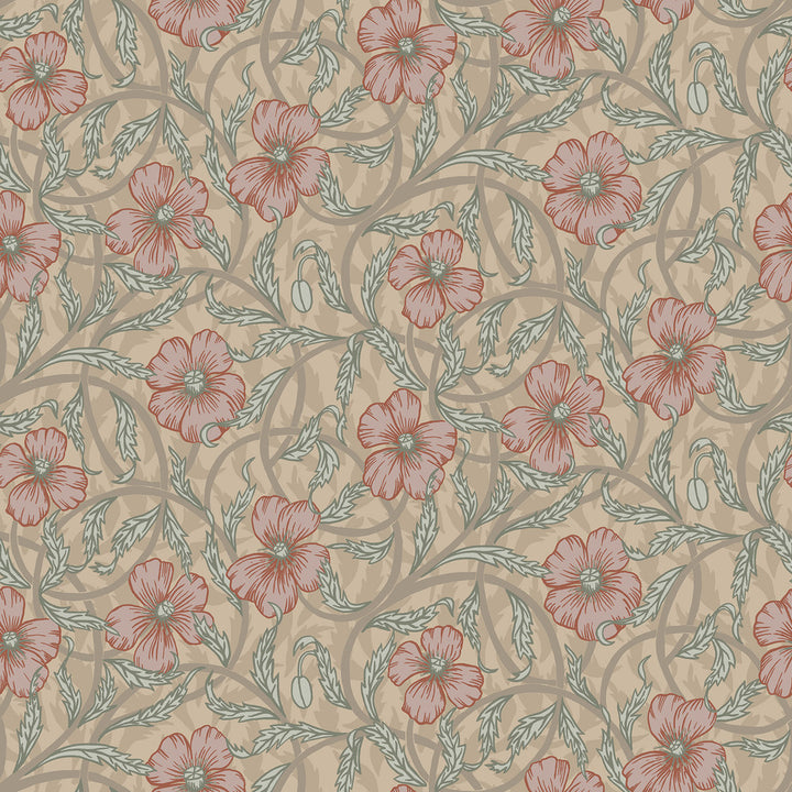 Imogen Light Brown Floral Wallpaper by A-Street Prints Spring Covers about 56.4 square feet 20.5-in by 33-ft long roll Unpasted 10.4 - Fabric Carolina -