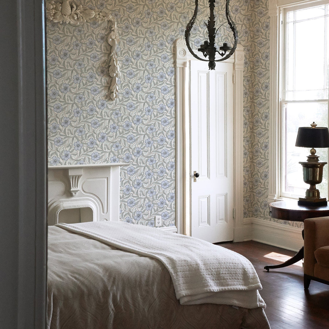 Imogen Light Blue Floral Wallpaper by A-Street Prints Designer