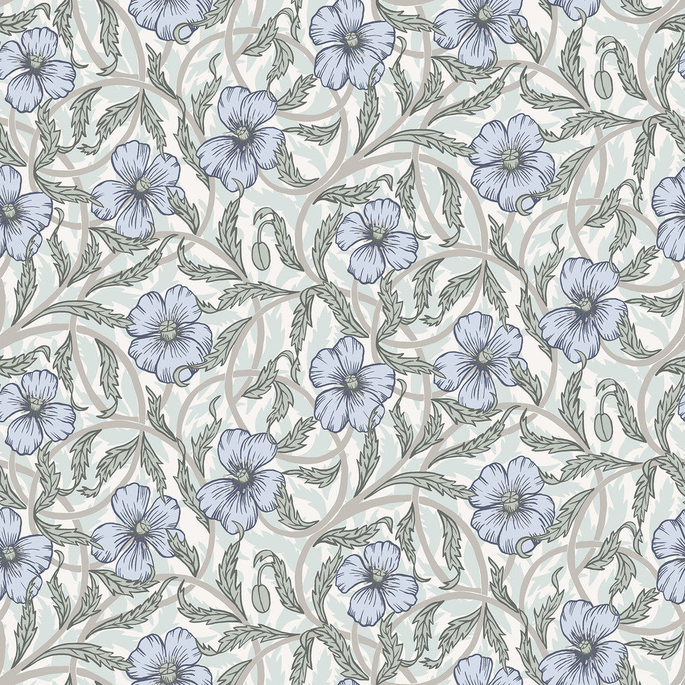 Imogen Light Blue Floral Wallpaper by A-Street Prints Spring Covers about 56.4 square feet 20.5-in by 33-ft long roll Unpasted 10.4 - Fabric Carolina -