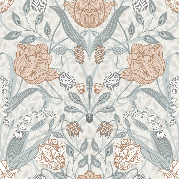 Tulipa Off White Floral Wallpaper by A-Street Prints Spring Covers about 56.4 square feet 20.5-in by 33-ft long roll Unpasted 20.9 - Fabric Carolina -