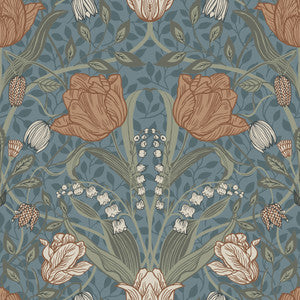 Tulipa Blue Floral Wallpaper by A-Street Prints