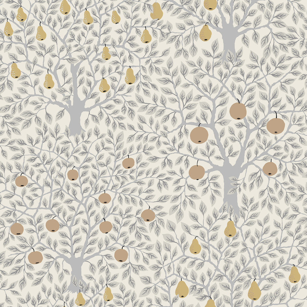 Pomona Light Grey Fruit Tree Wallpaper by A-Street Prints Spring Covers about 56.4 square feet 20.5-in by 33-ft long roll Unpasted 20.9 - Fabric Carolina -