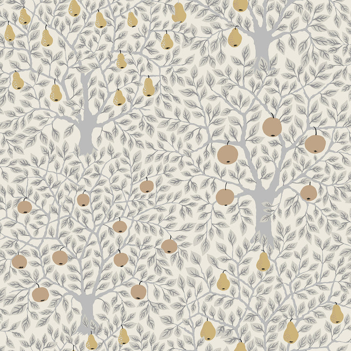 Pomona Light Grey Fruit Tree Wallpaper by A-Street Prints Spring Covers about 56.4 square feet 20.5-in by 33-ft long roll Unpasted 20.9 - Fabric Carolina -