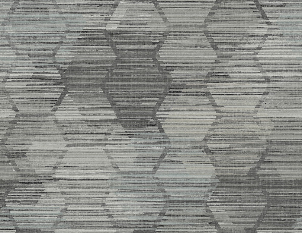 Jabari Charcoal Geometric Faux Grasscloth Wallpaper by A-Street Prints Imprint Covers about 60.8 square feet 27-in by 27-ft long roll Unpasted 20.8 - Fabric Carolina -