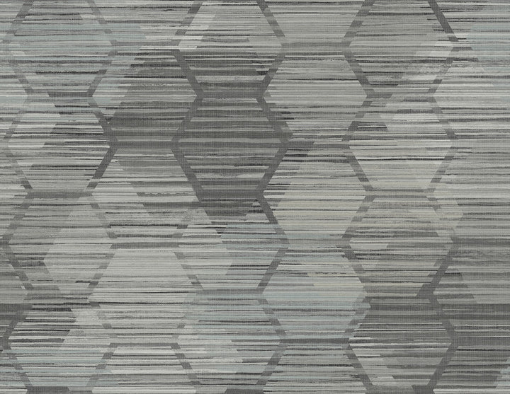 Jabari Charcoal Geometric Faux Grasscloth Wallpaper by A-Street Prints Imprint Covers about 60.8 square feet 27-in by 27-ft long roll Unpasted 20.8 - Fabric Carolina -