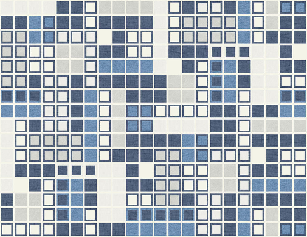 Bantry Blue Geometric Wallpaper by A-Street Prints Imprint Covers about 60.8 square feet 27-in by 27-ft long roll Unpasted 20.8 - Fabric Carolina -