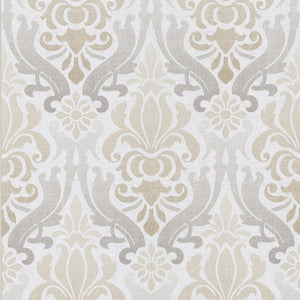Aquitaine Taupe Nouveau Damask Wallpaper by Kenneth James