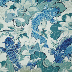 Lotus Pond R Nile Blue 1 by P Kaufmann Fabrics Fabric
