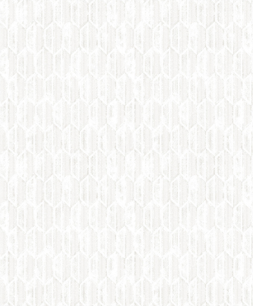 Kendall Off White Honeycomb Geometric Wallpaper by Brewster Textural Essentials Covers about 57.8 square feet 21-in by 33-ft long roll Unpasted 12.6 - Fabric Carolina -