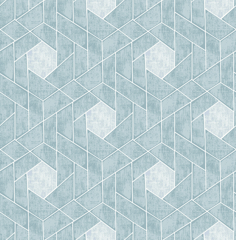 Granada Aqua Geometric Wallpaper by A-Street Prints Scott Living Covers about 56.4 square feet 20.5-in by 33-ft long roll Unpasted 10.4 - Fabric Carolina -