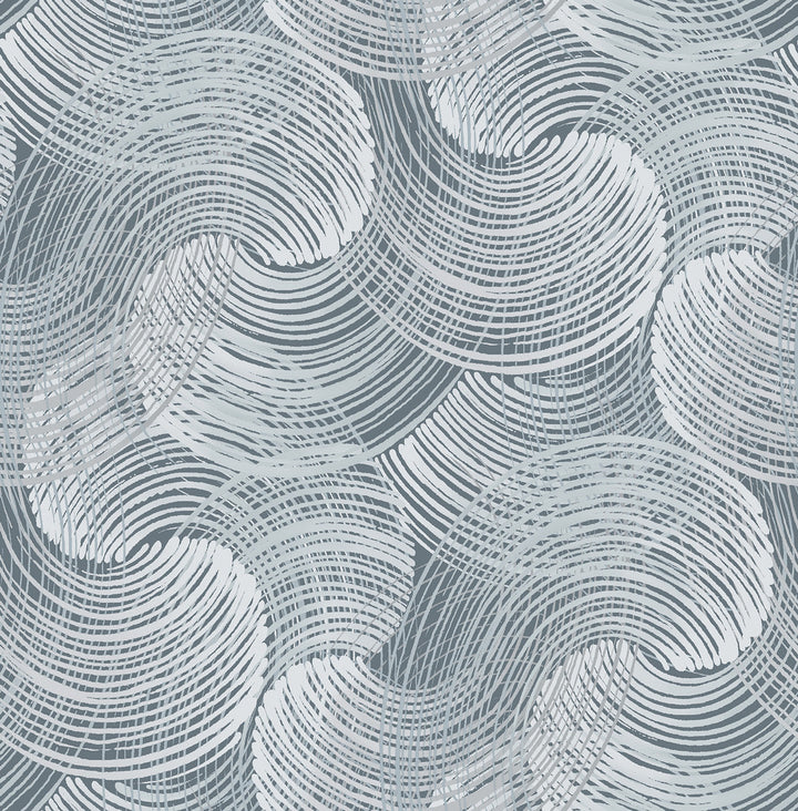 Karson Blue Swirling Geometric Wallpaper by A-Street Prints Scott Living Covers about 56.4 square feet 20.5-in by 33-ft long roll Unpasted 20.8 - Fabric Carolina -