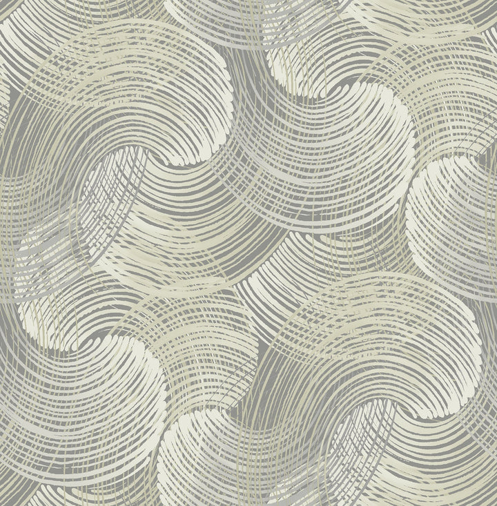 Karson Grey Swirling Geometric Wallpaper by A-Street Prints Designer