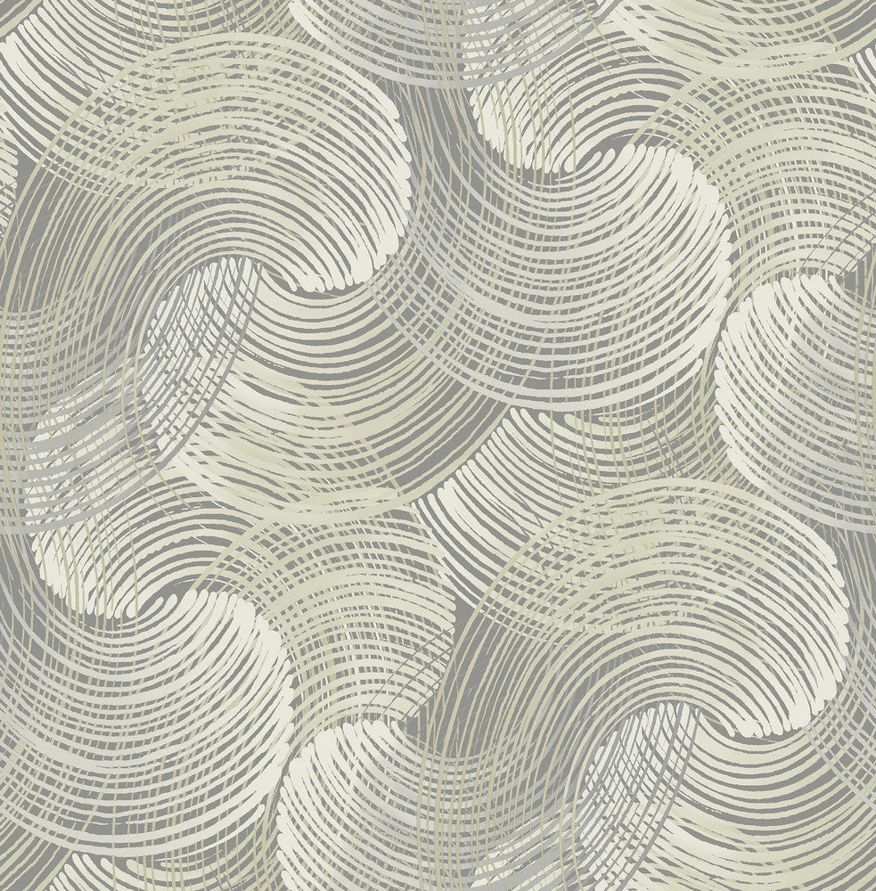 Karson Grey Swirling Geometric Wallpaper by A-Street Prints Scott Living Covers about 56.4 square feet 20.5-in by 33-ft long roll Unpasted 20.8 - Fabric Carolina -