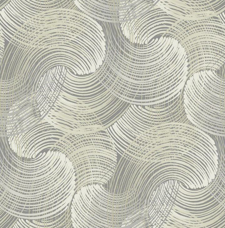 Karson Grey Swirling Geometric Wallpaper by A-Street Prints Scott Living Covers about 56.4 square feet 20.5-in by 33-ft long roll Unpasted 20.8 - Fabric Carolina -