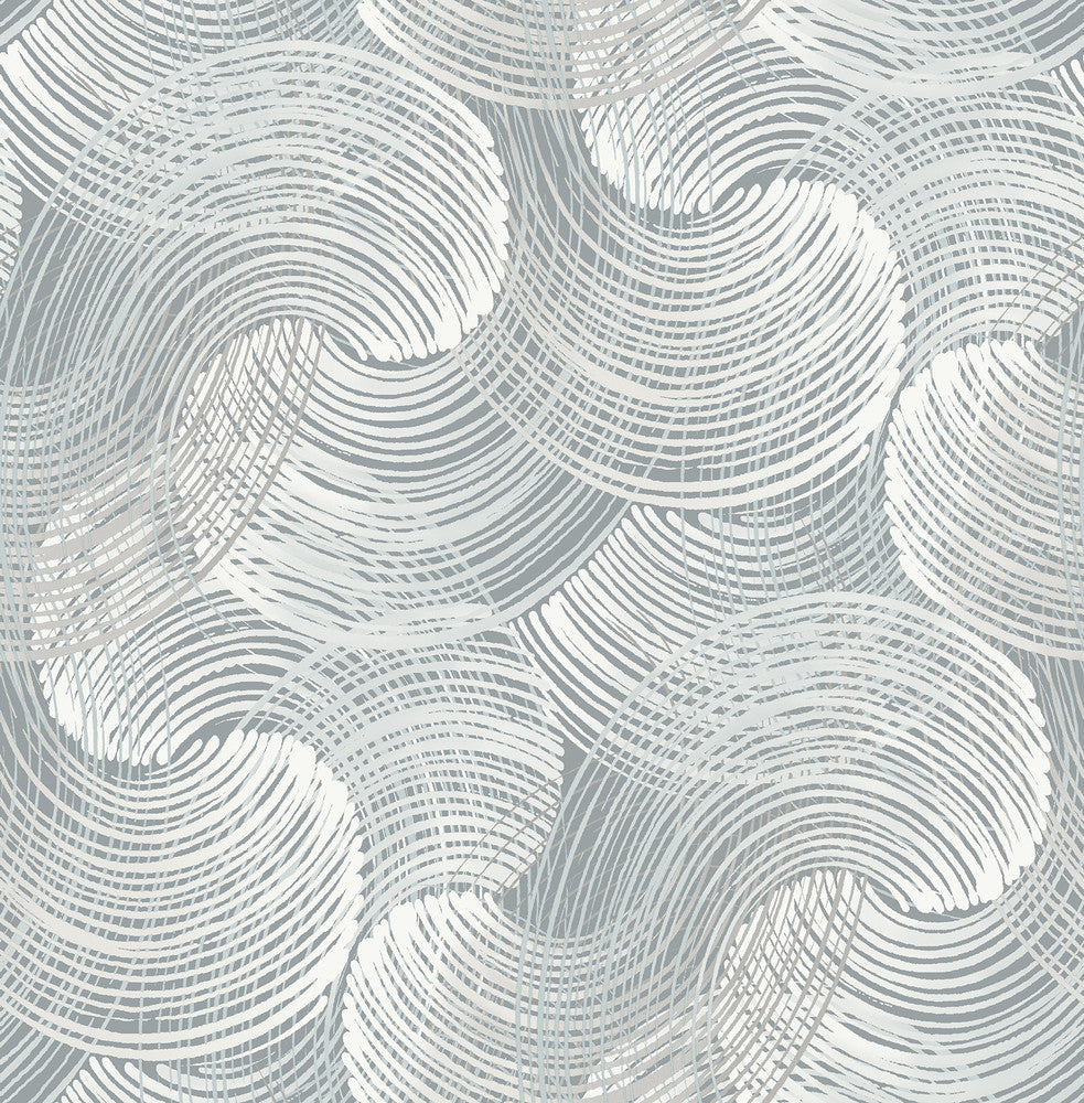 Karson Slate Swirling Geometric Wallpaper by A-Street Prints Scott Living Covers about 56.4 square feet 20.5-in by 33-ft long roll Unpasted 20.8 - Fabric Carolina -