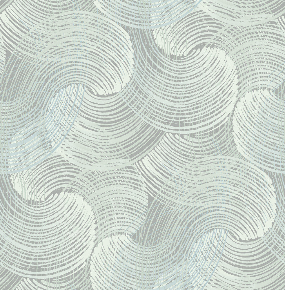 Karson Teal Swirling Geometric Wallpaper by A-Street Prints Scott Living Covers about 56.4 square feet 20.5-in by 33-ft long roll Unpasted 20.8 - Fabric Carolina -