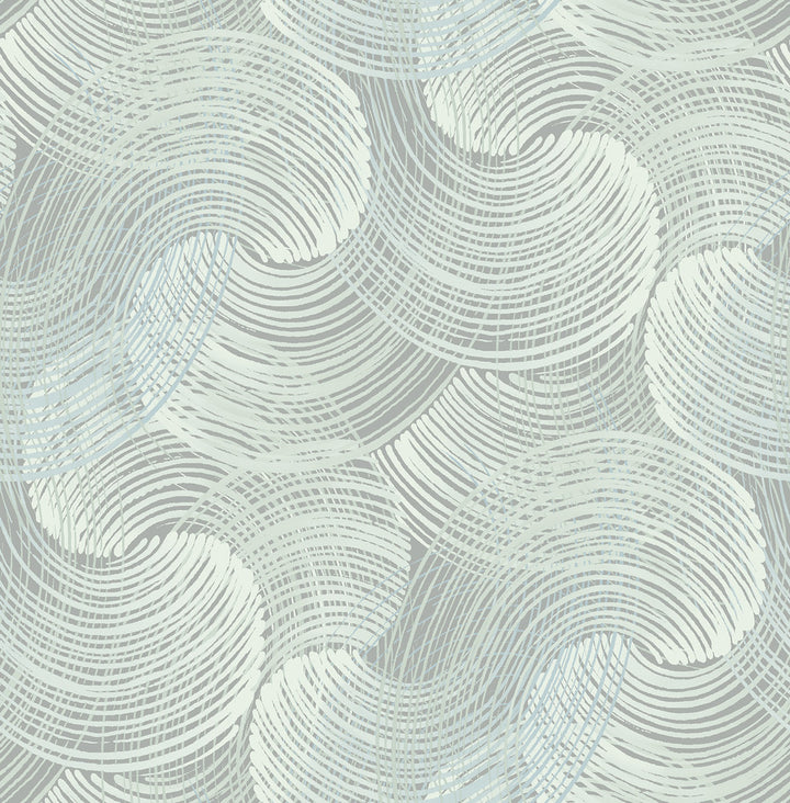 Karson Teal Swirling Geometric Wallpaper by A-Street Prints Scott Living Covers about 56.4 square feet 20.5-in by 33-ft long roll Unpasted 20.8 - Fabric Carolina -
