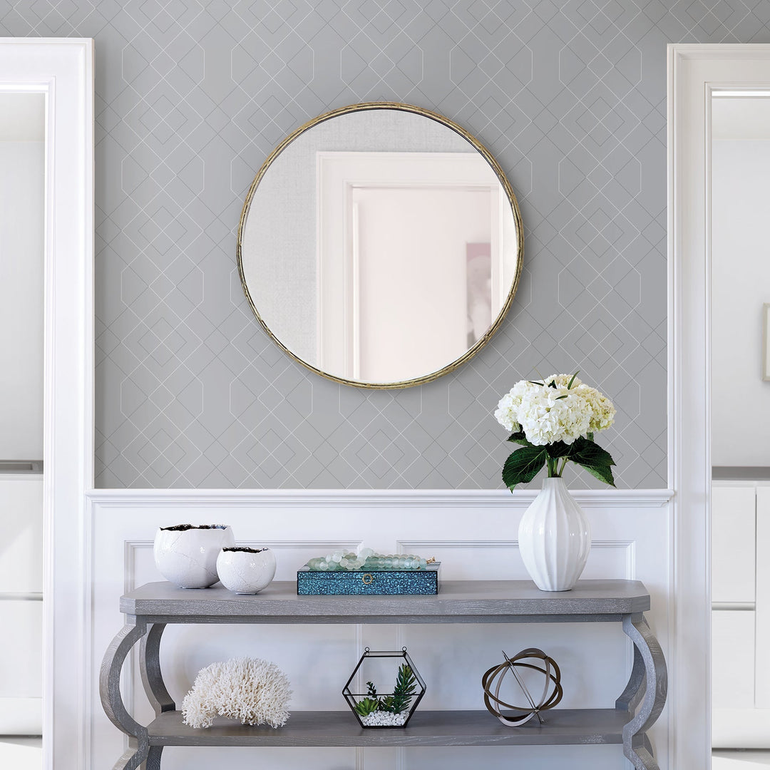 Ballard Pewter Geometric Wallpaper by A-Street Prints Designer