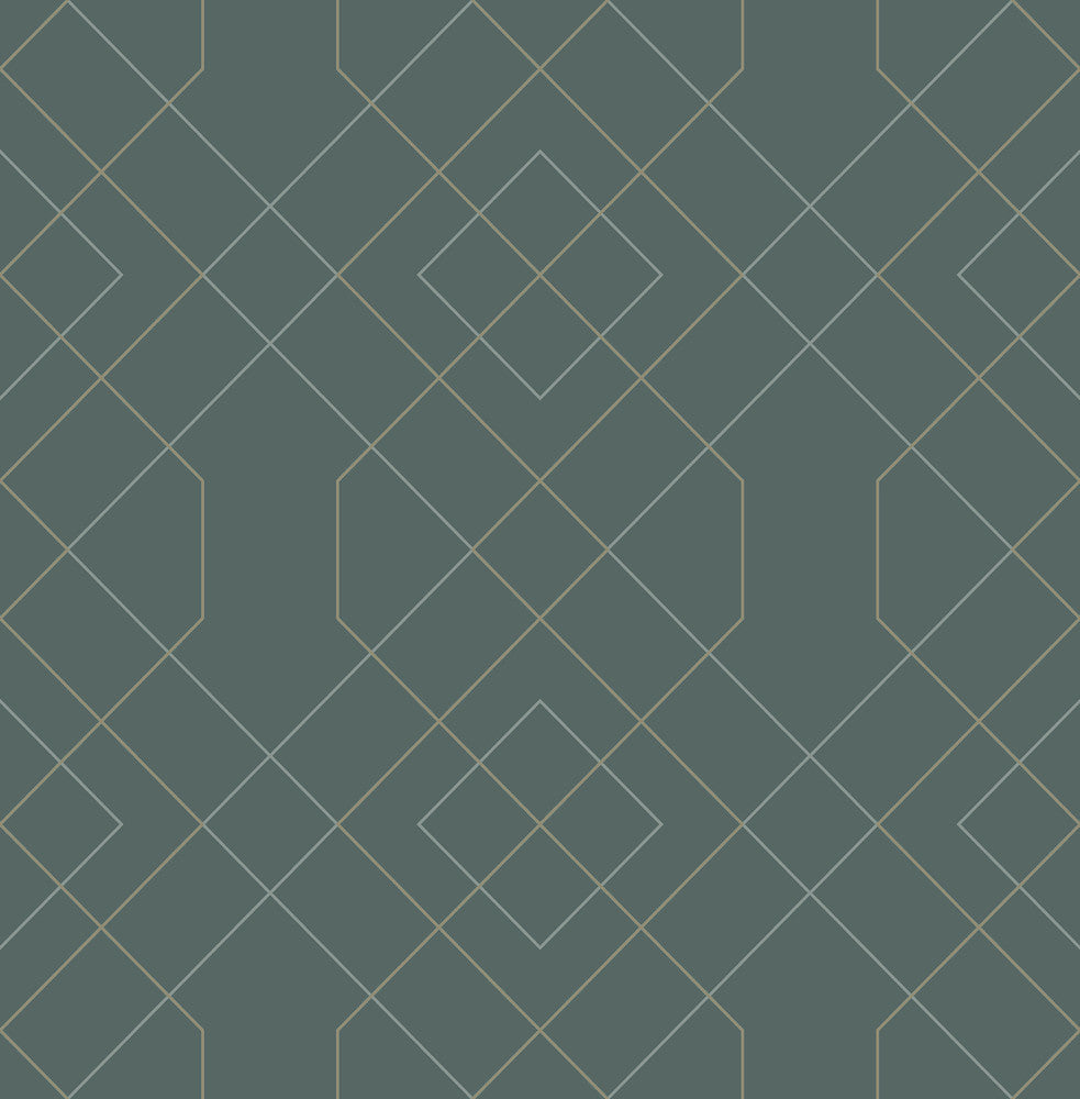 Ballard Teal Geometric Wallpaper by A-Street Prints Scott Living Covers about 56.4 square feet 20.5-in by 33-ft long roll Unpasted 10.4 - Fabric Carolina -