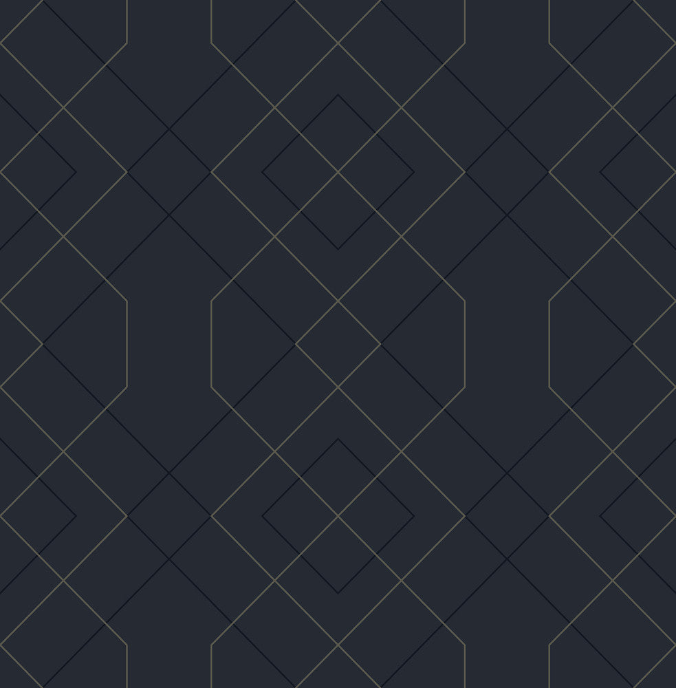 Ballard Indigo Geometric Wallpaper by A-Street Prints Scott Living Covers about 56.4 square feet 20.5-in by 33-ft long roll Unpasted 10.4 - Fabric Carolina -