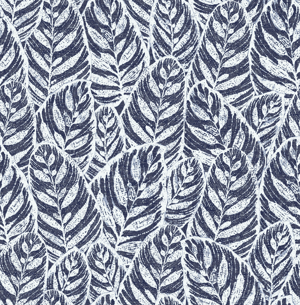 Del Indigo Indigo Botanical Wallpaper by A-Street Prints Scott Living Covers about 56.4 square feet 20.5-in by 33-ft long roll Unpasted 20.8 - Fabric Carolina -