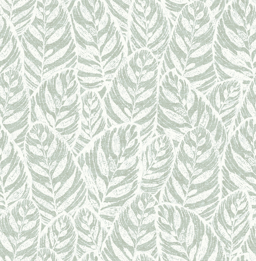 Del Sage Sage Leaf Wallpaper by A-Street Prints Scott Living Covers about 56.4 square feet 20.5-in by 33-ft long roll Unpasted 20.8 - Fabric Carolina -