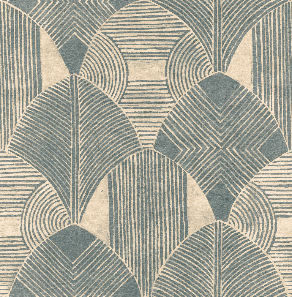 Westport Teal Geometric Wallpaper by A-Street Prints Scott Living Covers about 56.4 square feet 20.5-in by 33-ft long roll Unpasted 20.8 - Fabric Carolina -