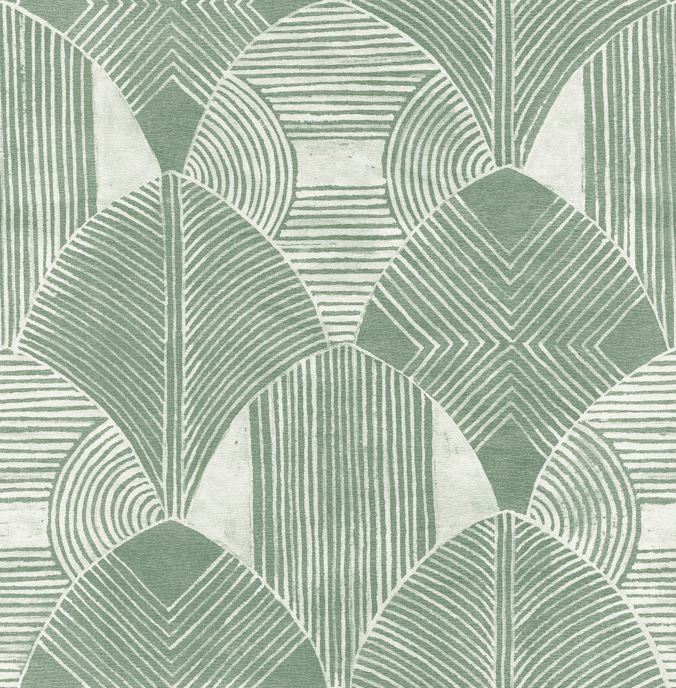 Westport Green Geometric Wallpaper by A-Street Prints Scott Living Covers about 56.4 square feet 20.5-in by 33-ft long roll Unpasted 20.8 - Fabric Carolina -