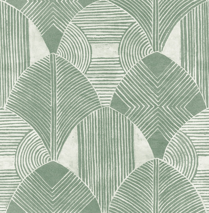 Westport Green Geometric Wallpaper by A-Street Prints Scott Living Covers about 56.4 square feet 20.5-in by 33-ft long roll Unpasted 20.8 - Fabric Carolina -