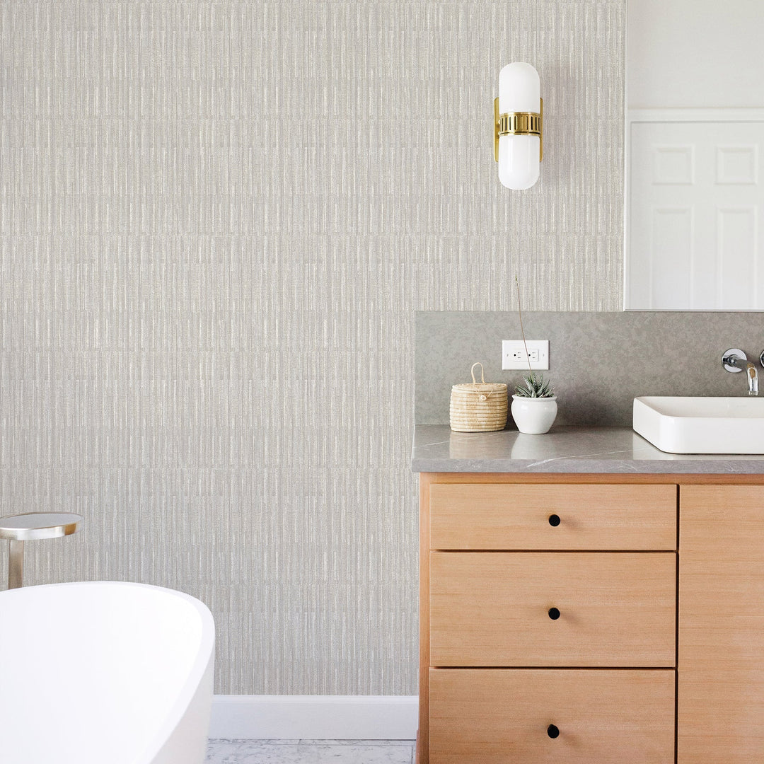 Brixton Light Grey Grey Texture Wallpaper by A-Street Prints Designer