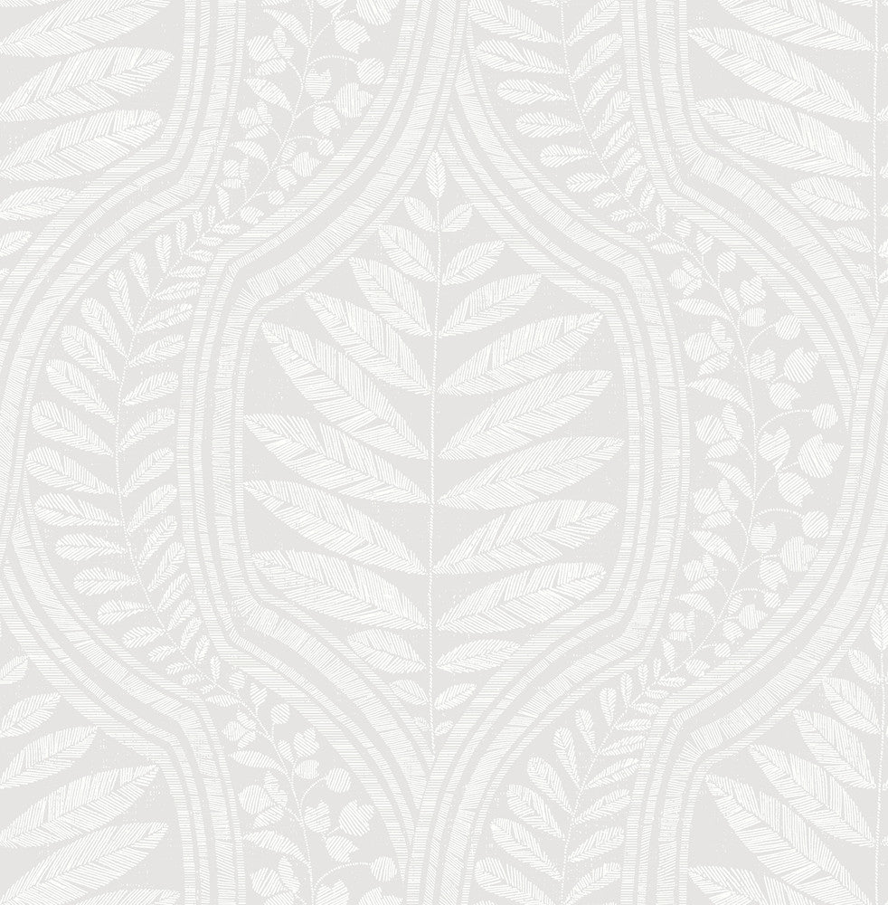 Juno Light Grey Grey Ogee Wallpaper by A-Street Prints Scott Living Covers about 56.4 square feet 20.5-in by 33-ft long roll Unpasted 20.8 - Fabric Carolina -