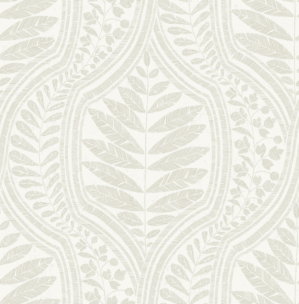 Juno Beige Ogee Wallpaper by A-Street Prints Scott Living Covers about 56.4 square feet 20.5-in by 33-ft long roll Unpasted 20.8 - Fabric Carolina -