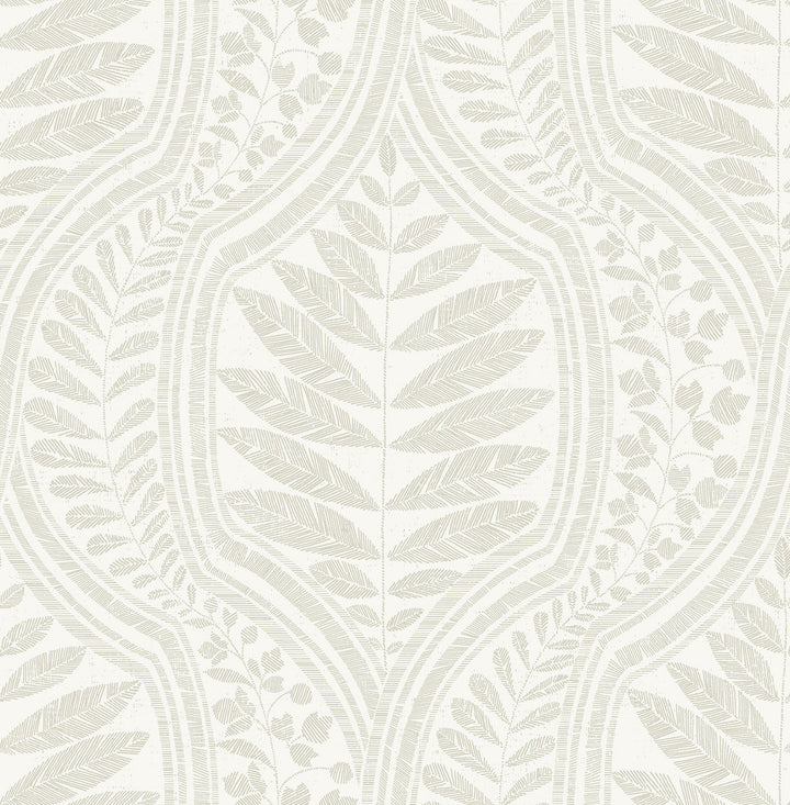 Juno Beige Ogee Wallpaper by A-Street Prints Scott Living Covers about 56.4 square feet 20.5-in by 33-ft long roll Unpasted 20.8 - Fabric Carolina -
