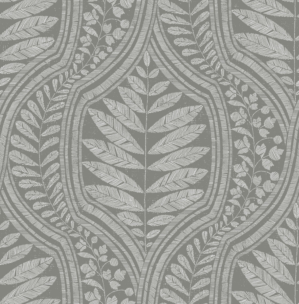Juno Dark Grey Grey Ogee Wallpaper by A-Street Prints Scott Living Covers about 56.4 square feet 20.5-in by 33-ft long roll Unpasted 20.8 - Fabric Carolina -