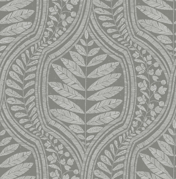 Juno Dark Grey Grey Ogee Wallpaper by A-Street Prints Scott Living Covers about 56.4 square feet 20.5-in by 33-ft long roll Unpasted 20.8 - Fabric Carolina -