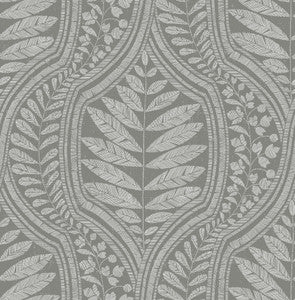 Juno Dark Grey Grey Ogee Wallpaper by A-Street Prints